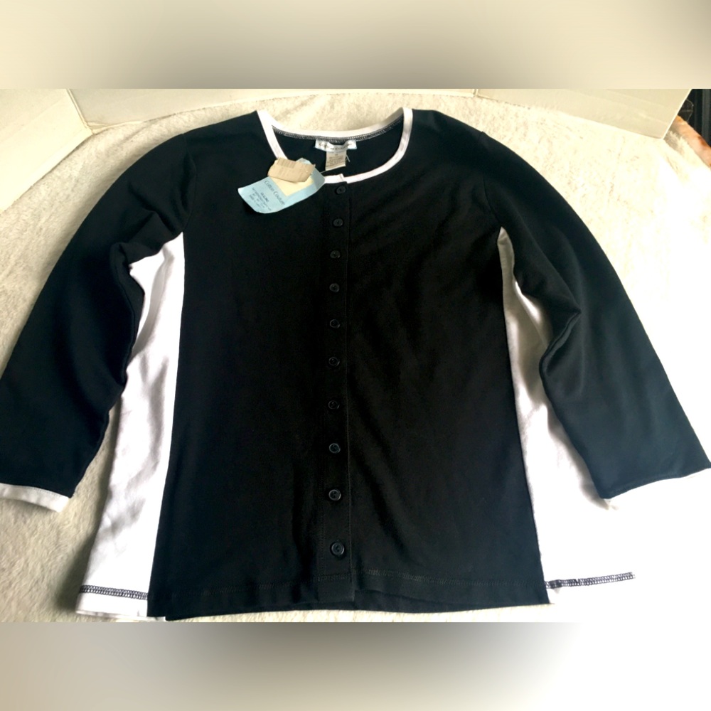 Cotton Couture - Longsleeve Black and White Blouse